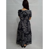 Women's Casual Crepe Half Sleeves Dress (Black)